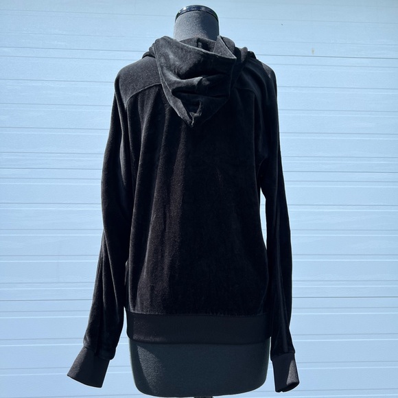 VTG Y2K Juicy Coture Rare Black Velour Zip Up Hoodie with Rhinestone J, L - Picture 5 of 12
